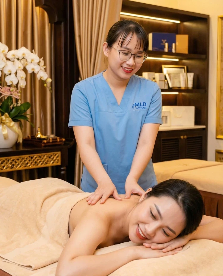 Dẫn lưu bạch huyết thủ công vùng chân